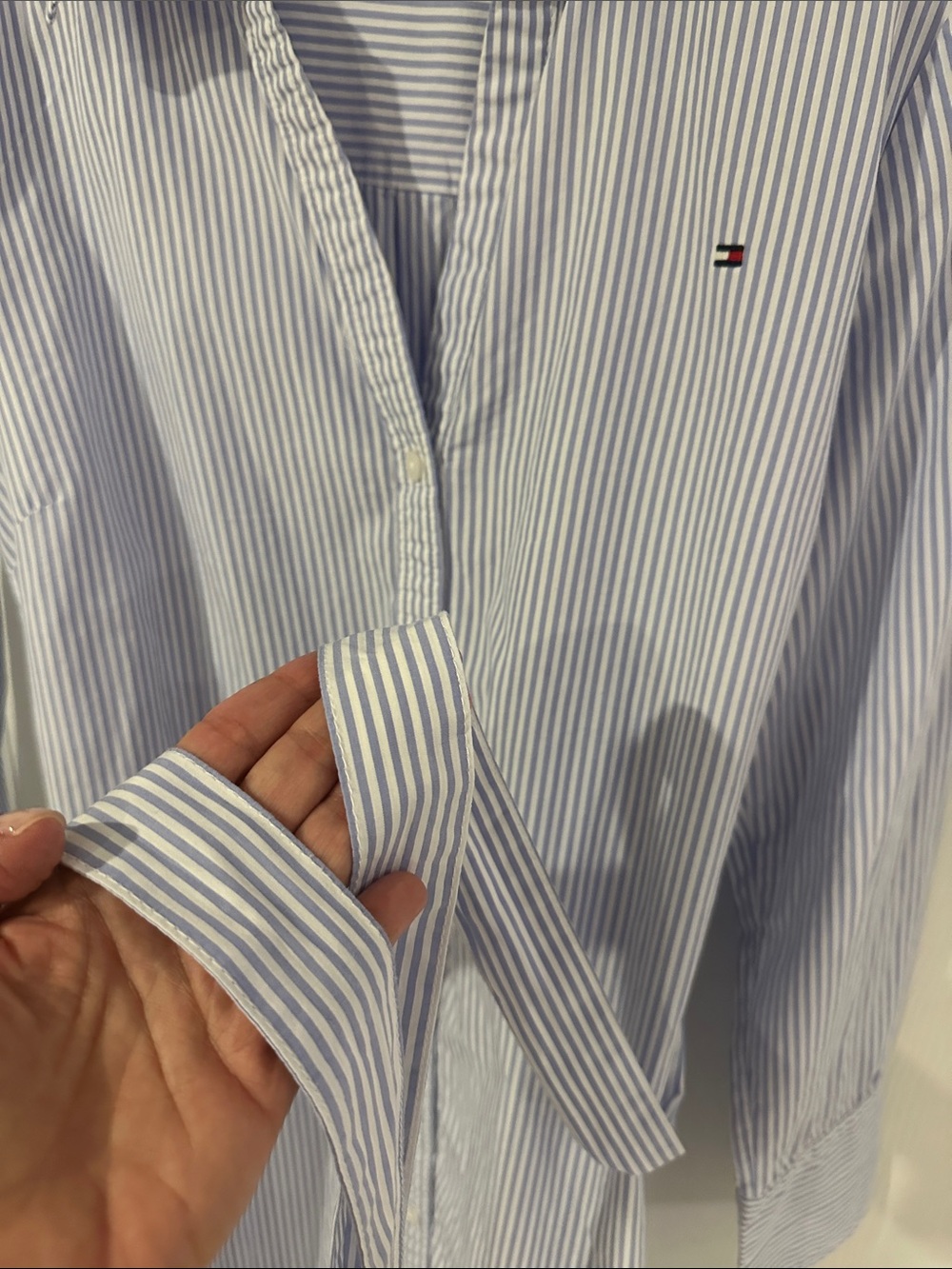 Tommy Hilfiger Blue & White Striped Shirt Dress with Tie Belt | Medium - Picture 9 of 9